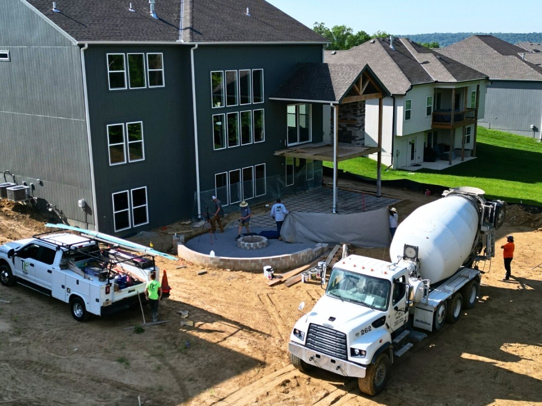 Trey's Lawn & Landscape - Stamped Concrete Kansas City - Concrete Truck